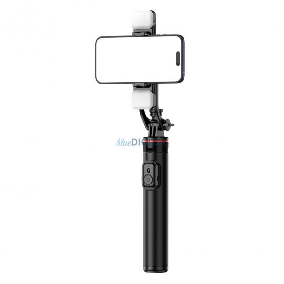 Selfie stick WC12YDS Trepied telescopic din aliaj de aluminiu cu lumină 1.3m - negru