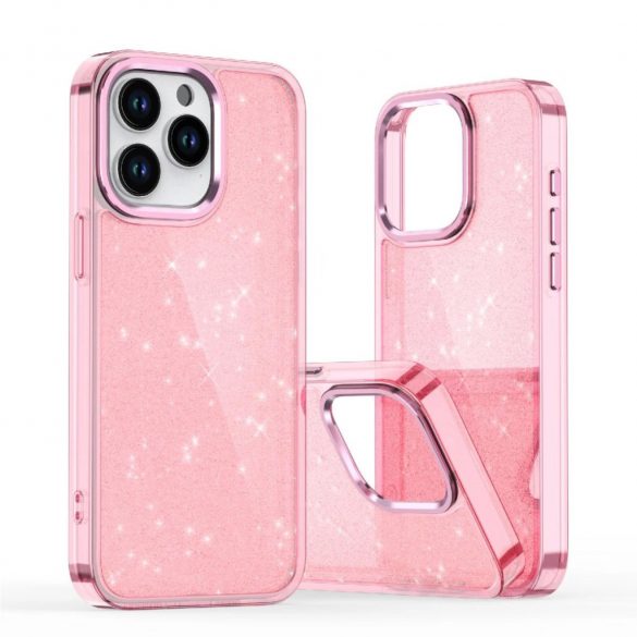 Husa Glitter pentru iPhone 16 - roz cu sclipici