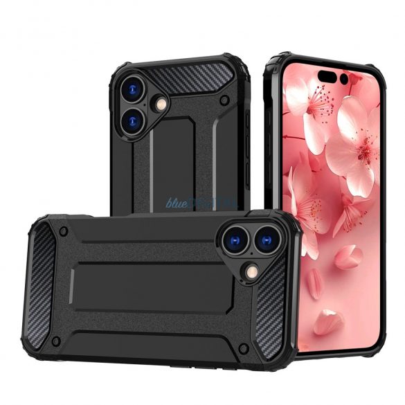 Husă Hybrid Armor pentru iPhone 16 - negru