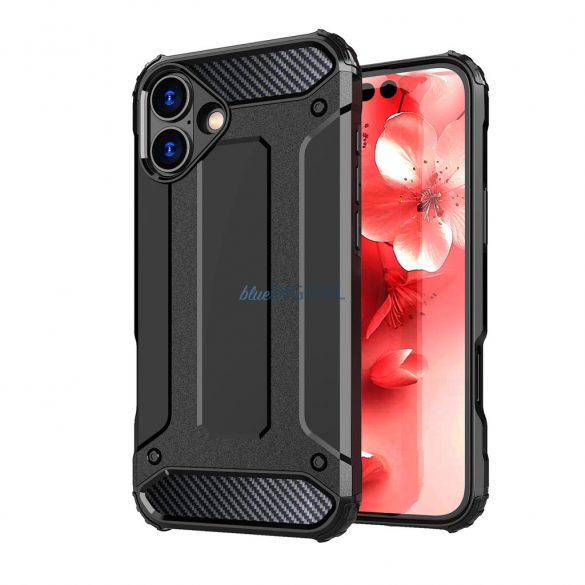 Husă Hybrid Armor pentru iPhone 16 - negru