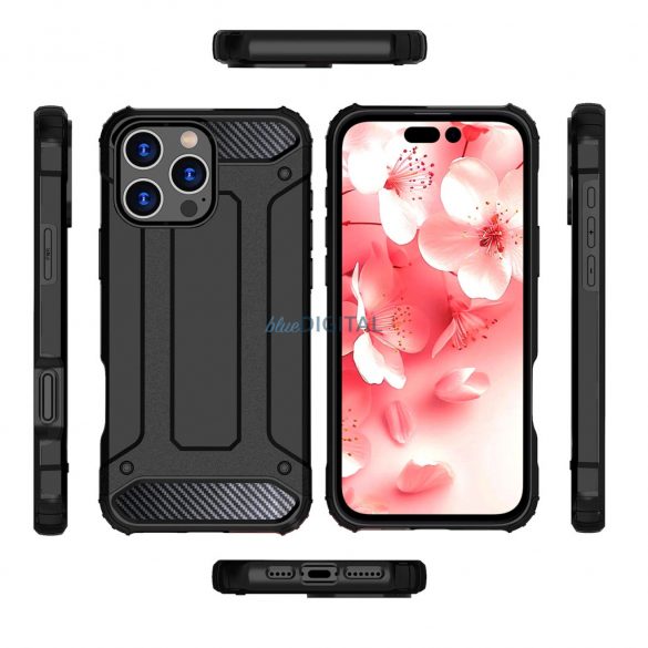 Husă Hybrid Armor pentru iPhone 16 Pro - negru