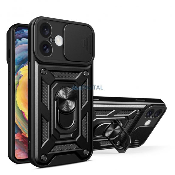 Carcasă Hybrid Armor Camshield pentru iPhone 16 - negru