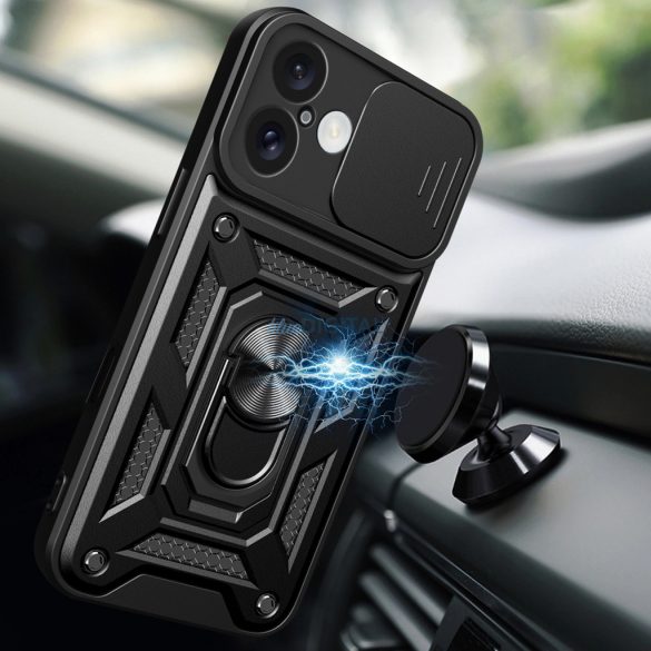 Carcasă Hybrid Armor Camshield pentru iPhone 16 - negru