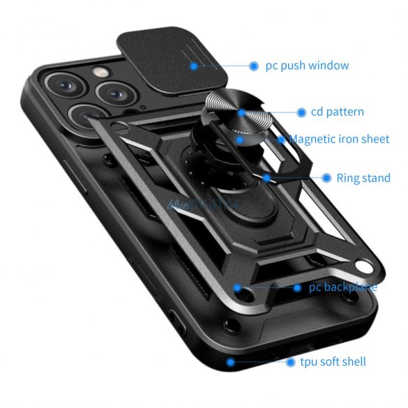 Carcasă Hybrid Armor Camshield pentru iPhone 16 Pro - negru