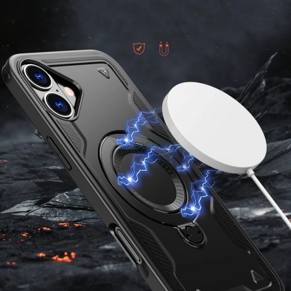 Carcasă Hybrid Armor Trendy compatibilă MagSafe pentru iPhone 16 - negru