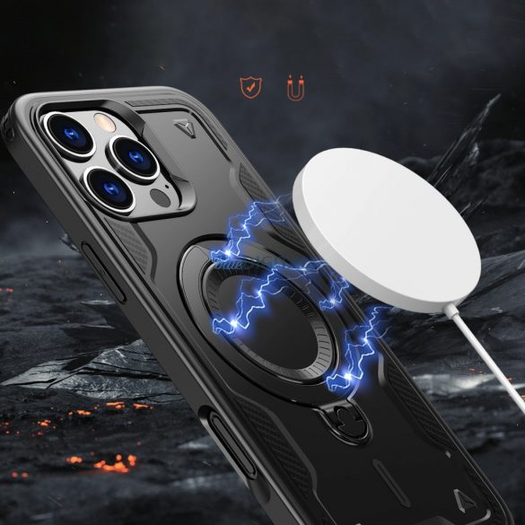 Carcasă Hybrid Armor Trendy compatibilă MagSafe pentru iPhone 16 Pro - negru