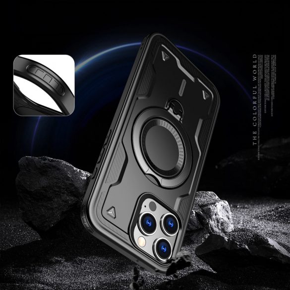 Carcasă Hybrid Armor Trendy compatibilă MagSafe pentru iPhone 16 Pro Max - negru