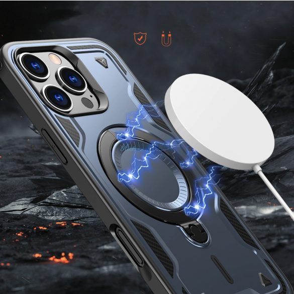 Carcasă Hybrid Armor Trendy compatibilă MagSafe pentru iPhone 16 Pro Max - albastru