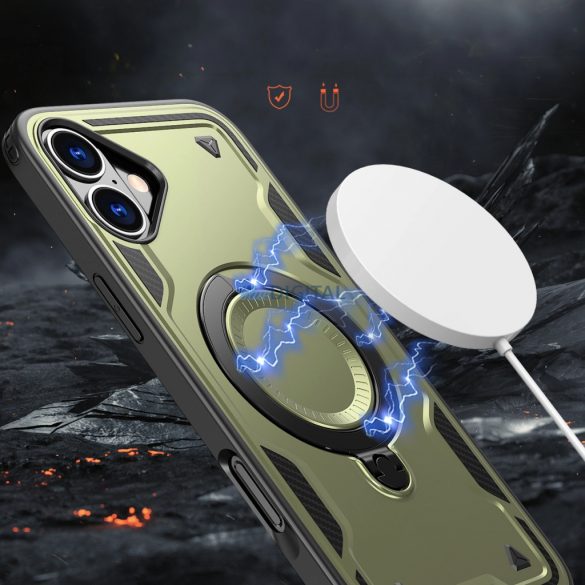 Carcasă Hybrid Armor Trendy compatibilă MagSafe pentru iPhone 16 - verde