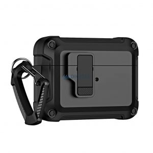 Husă Pro Armor cu carabină AirPods 4 - Negru