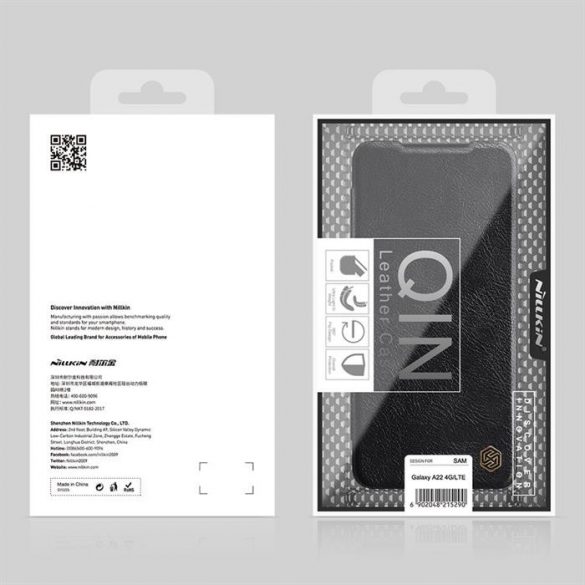 Nillkin Qin husă original din piele Husă pentru Samsung Galaxy A22 4G negru