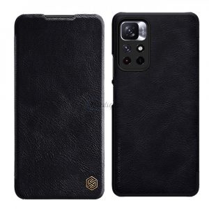 Nillkin Qin Husă Flip Husă pentru Xiaomi Redmi Note 11T 5G / 11S 5G / 11 5G (China) / Poco M4 Pro 5G - Negru