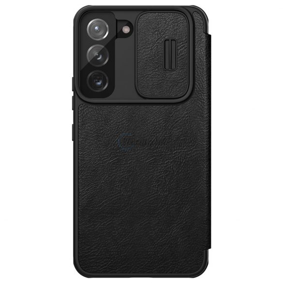 Husă Nillkin Qin din piele Pro pentru Samsung Galaxy S22 + (S22 Plus) Protector pentru aparatul foto Husă Toc Husă cu clapetă Negru