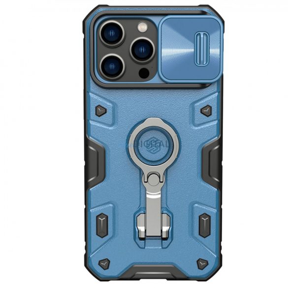 Husă Nillkin CamShield Armor Pro Husă iPhone 14 Pro Max Armor cu capac pentru cameră Suport inel albastru