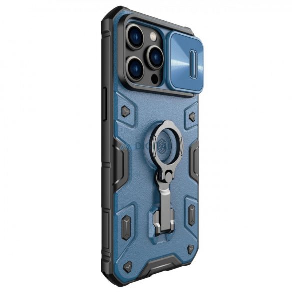 Husă Nillkin CamShield Armor Pro Husă iPhone 14 Pro Max Armor cu capac pentru cameră Suport inel albastru