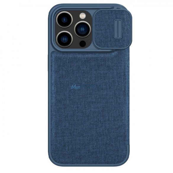 Nillkin Qin Cloth Pro husă husă pentru iPhone 14 Pro Camera protecțieHolster Husă Flip husă albastru