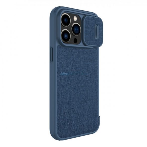 Nillkin Qin Cloth Pro husă husă pentru iPhone 14 Pro Camera protecțieHolster Husă Flip husă albastru