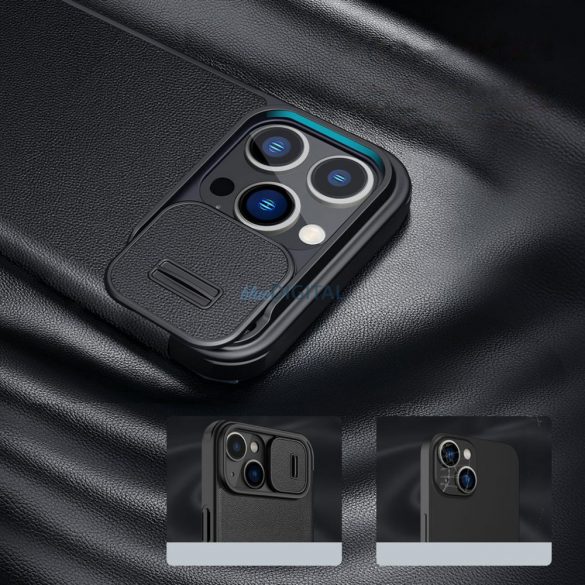 Nillkin Qin Cloth Pro husă husă pentru iPhone 14 Pro Camera protecțieHolster Husă Flip husă albastru