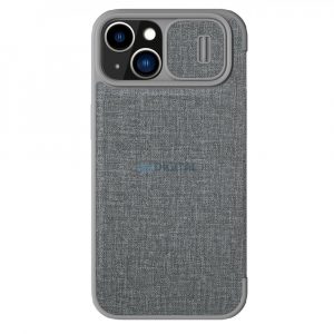 Husă Nillkin Qin Cloth Pro Husă pentru iPhone 14 Plus Protector pentru Cameră Husă Toc Husă Flip Gri