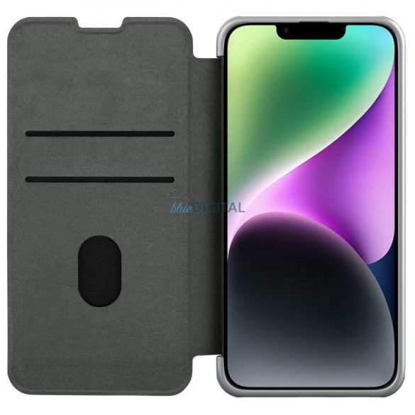 Husă Nillkin Qin Cloth Pro Husă pentru iPhone 14 Plus Protector pentru Cameră Husă Toc Husă Flip Gri