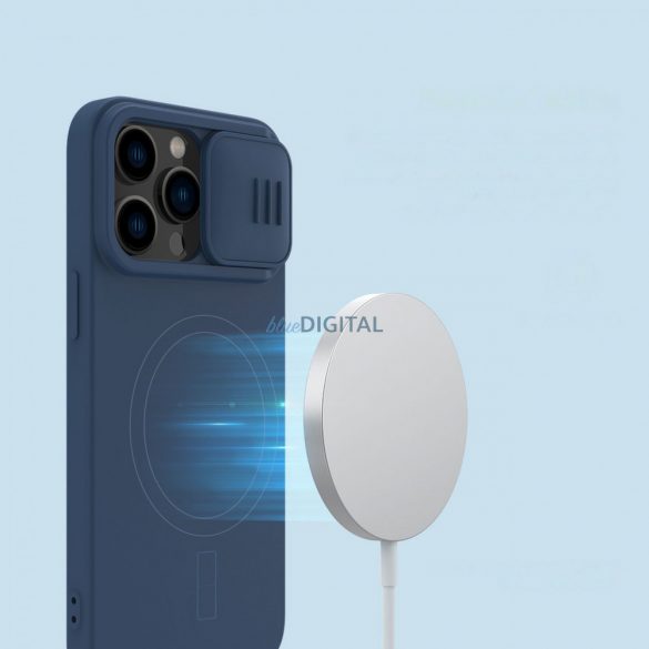 Husă Nillkin CamShield magnetică din silicon pentru iPhone 14 Pro Max Husă magnetică MagSafe cu capac pentru cameră albastru