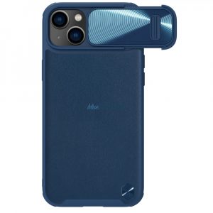 Husă Nillkin CamShield Leather S Husă iPhone 14 cu capac pentru cameră albastră