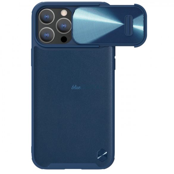 Husă Nillkin CamShield Leather S Husă iPhone 14 Pro cu capac pentru cameră albastră