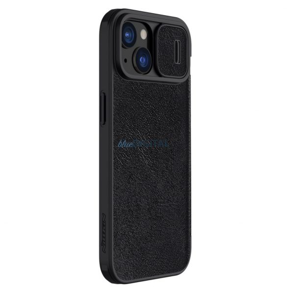 Nillkin Qin Pro piele Flip Camera Husă pentru iPhone 15 - Negru