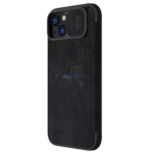 Nillkin Qin Pro piele Flip Camera Husă pentru iPhone 15 Plus - Negru