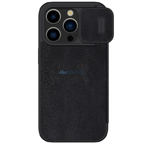 Nillkin Qin Pro piele Flip Camera Husă pentru iPhone 15 Pro Max - Negru