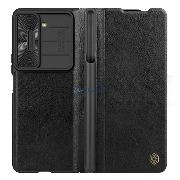 Nillkin Qin Leather Pro Samsung Galaxy Z Fold 5 Husă flip din piele cu Husă pentru cameră - negru