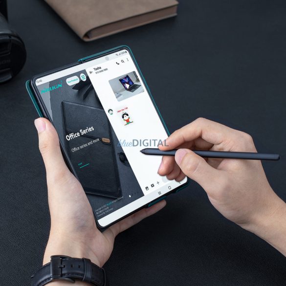 Nillkin Qin Leather Pro Samsung Galaxy Z Fold 5 Husă flip din piele cu Husă pentru cameră - negru