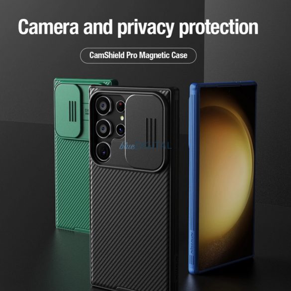 Husa Nillkin CamShield Pro blindata cu protectie pentru camera pentru Samsung Galaxy S24 Ultra - albastra