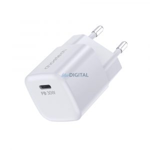 Încărcător de perete Choetech PD5007 USB-C PD 30W GaN - alb