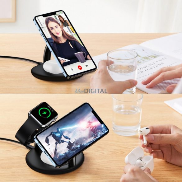 Choetech 3in1 stație de încărcare inductivă iPhone 12/13/14, AirPods Pro, Apple Watch negru (T587-F)