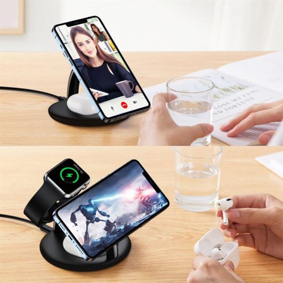 Choetech 3in1 stație de încărcare inductivă iPhone 12/13/14, AirPods Pro, Apple Watch negru (T587-F)