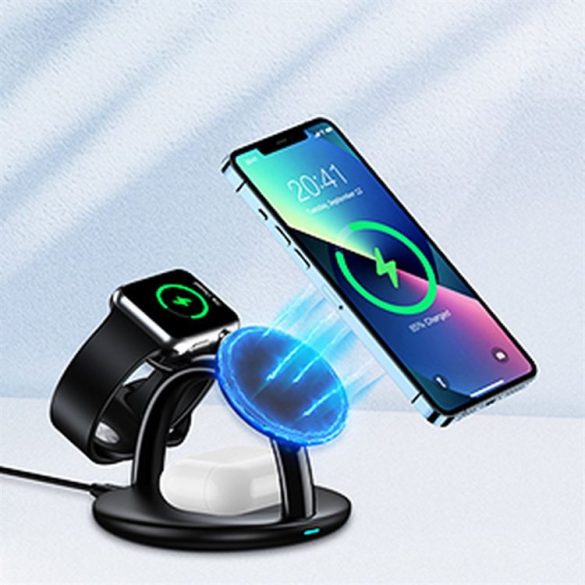 Choetech 3in1 stație de încărcare inductivă iPhone 12/13/14, AirPods Pro, Apple Watch negru (T587-F)