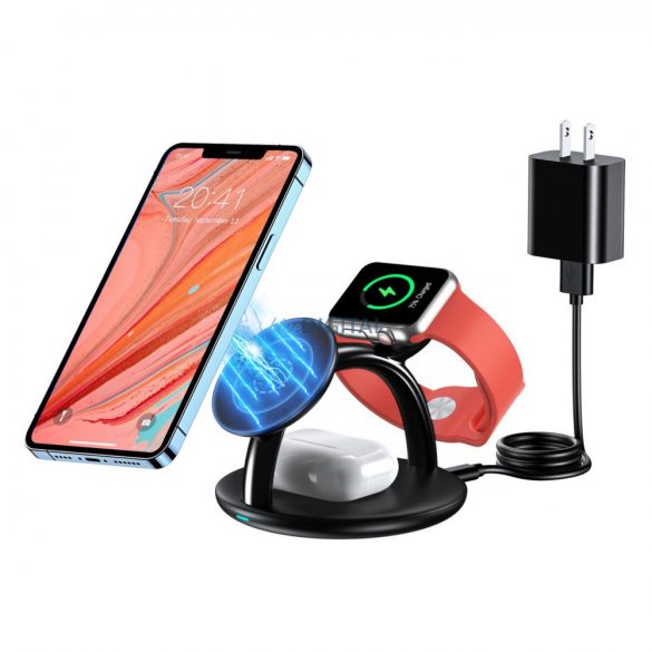 Choetech 3in1 stație de încărcare inductivă iPhone 12/13/14, AirPods Pro, Apple Watch negru (T587-F)