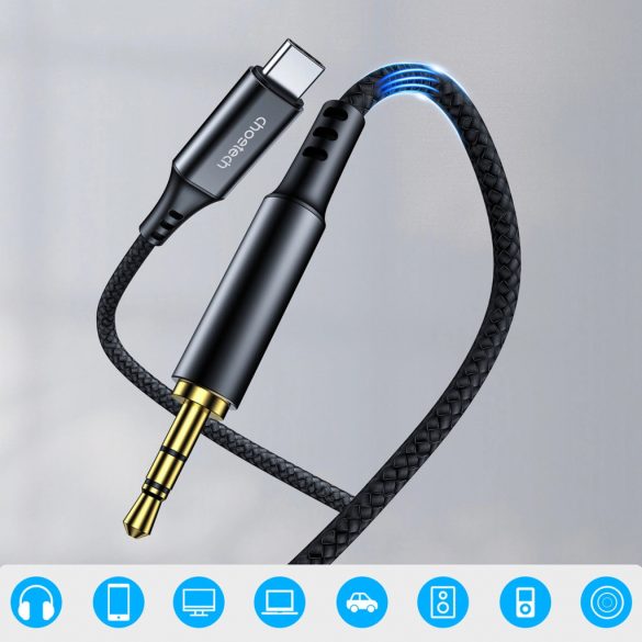 Choetech AUX006 Cablu USB-C / mini jack 3.5mm 1 m - negru