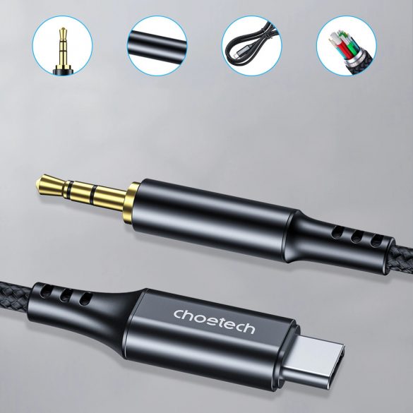 Choetech AUX006 Cablu USB-C / mini jack 3.5mm 1 m - negru