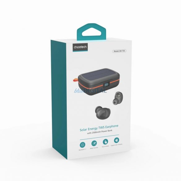 Choetech BH-T05 TWS căști wireless impermeabile + powerbank încorporat de 2500mAh - negru