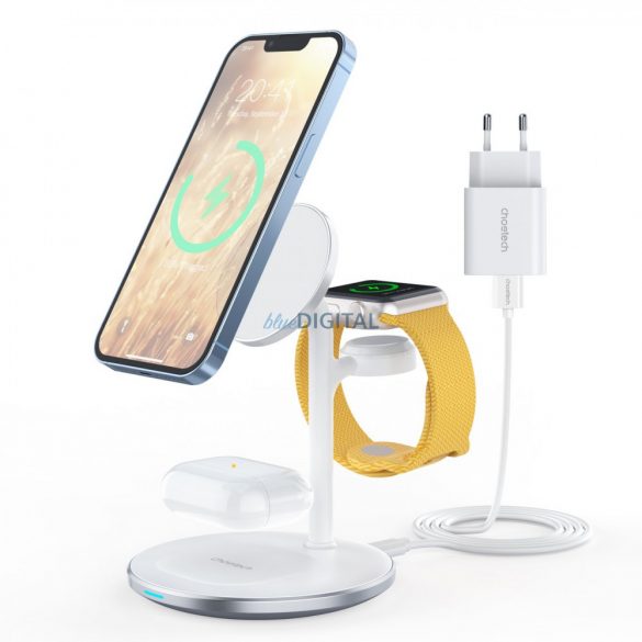 Stație de încărcare inductivă Choetech T585-F 3in1 iPhone 12/13, AirPods Pro, Apple Watch alb