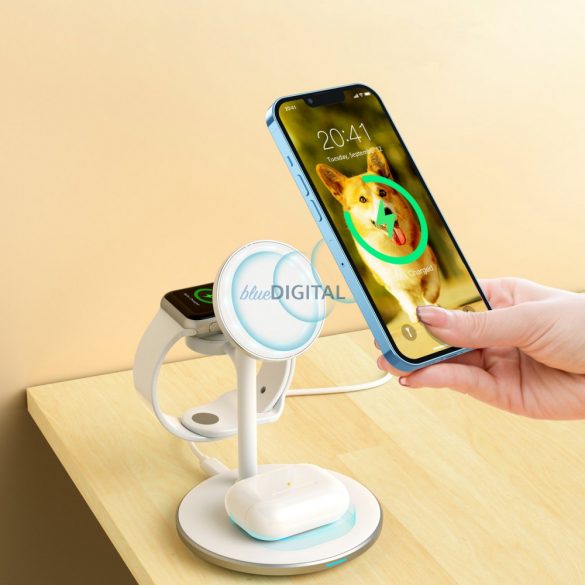 Stație de încărcare inductivă Choetech T585-F 3in1 iPhone 12/13, AirPods Pro, Apple Watch alb