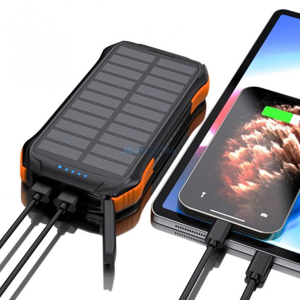 Choetech B658 solar powerbank 10000mAh cu conexiune 2xUSB-A - negru-portocaliu