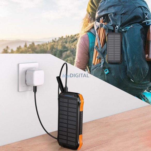 Choetech powerbank solar cu încărcare inductivă 10000mAh Qi 5W portocaliu (B659)