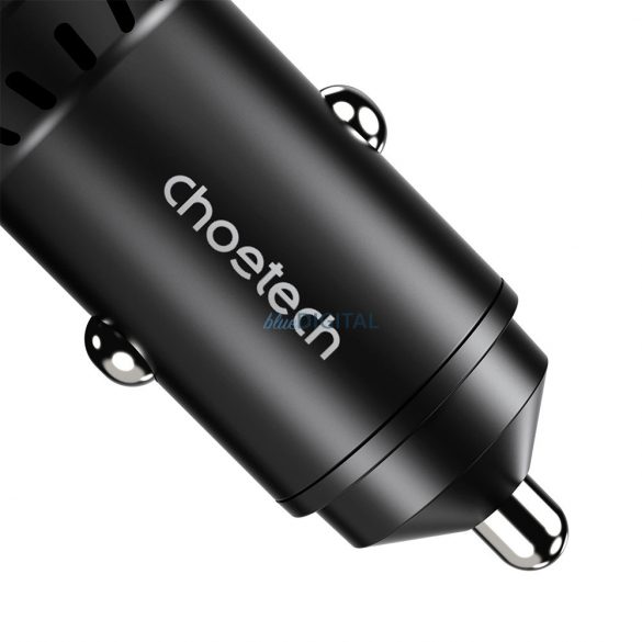 Choetech TC0014 USB-C USB-A PD 60W încărcător auto cu iluminare LED din spate - negru