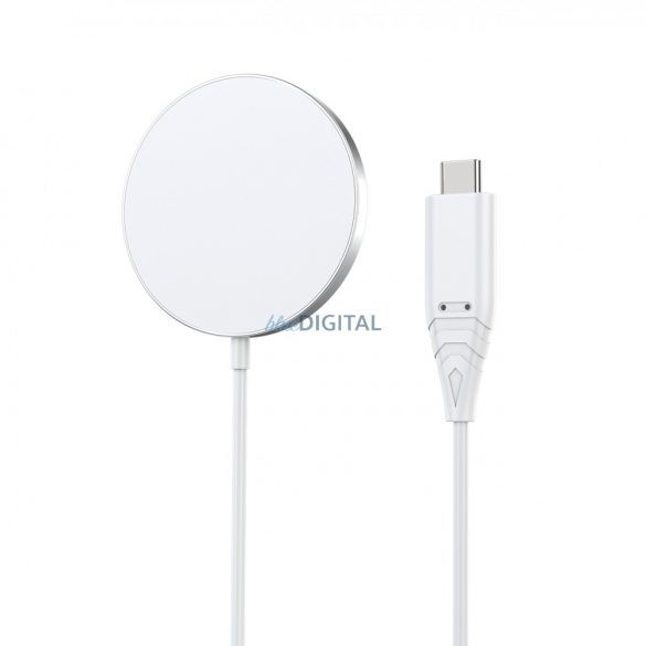 Încărcător inductiv fără fir Qi Choetech de 15 W cu MagSafe alb (H046+T518-F)