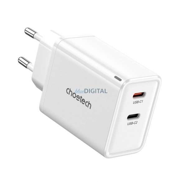 Choetech PD6013 2x USB-C PD 65W GaN încărcător de perete - alb