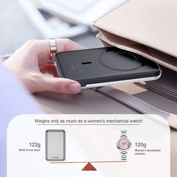 Choetech B655 mini powerbank magnetic wireless 5000mAh - argintiu