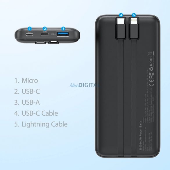 Choetech B654 powerbank 10000mAh 22.5W - negru